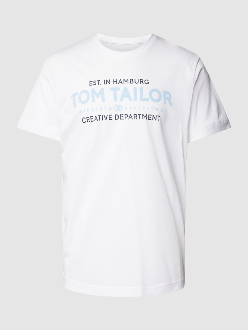 T-Shirt mit Label-Print in weiß