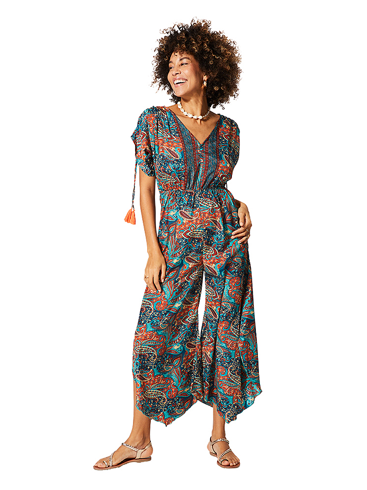 Aller Simplement Jumpsuit in Blau/ Rot/ Türkis günstig kaufen 34-40