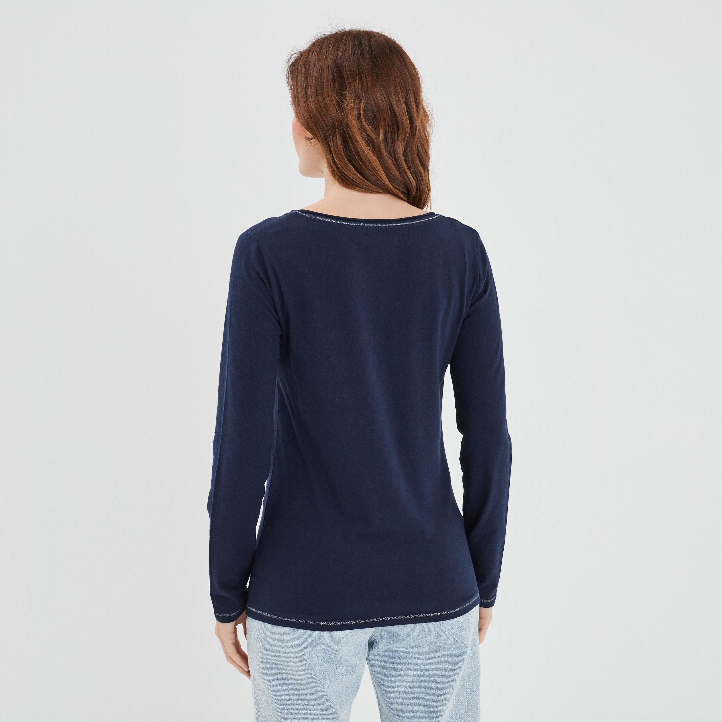 T-shirt manches longues bleu marine femme | La Halle