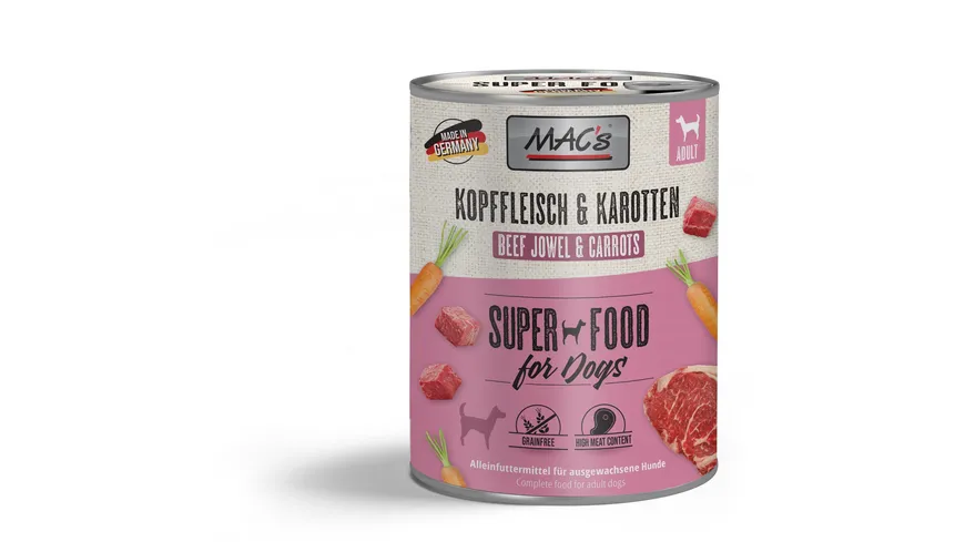 MAC's DOG Hundenassfutter Kopffleisch & Karotten 800 g