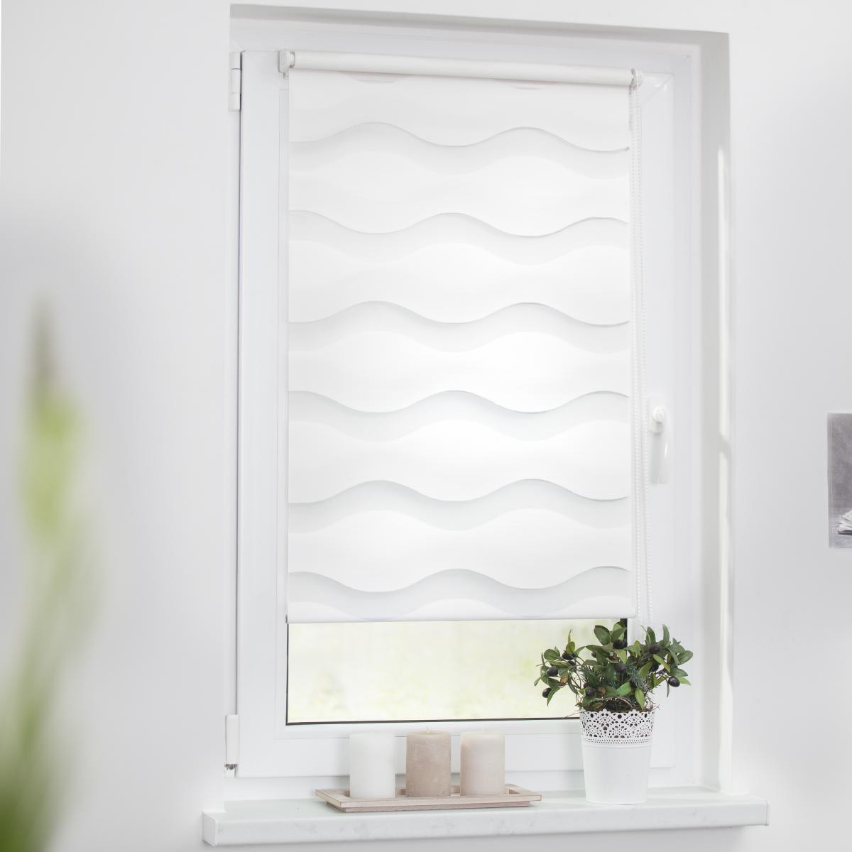 Lichtblick Duo Rollo Welle Klemmfix, ohne Bohren, Weiß, 45 cm x 150 cm (B x L)