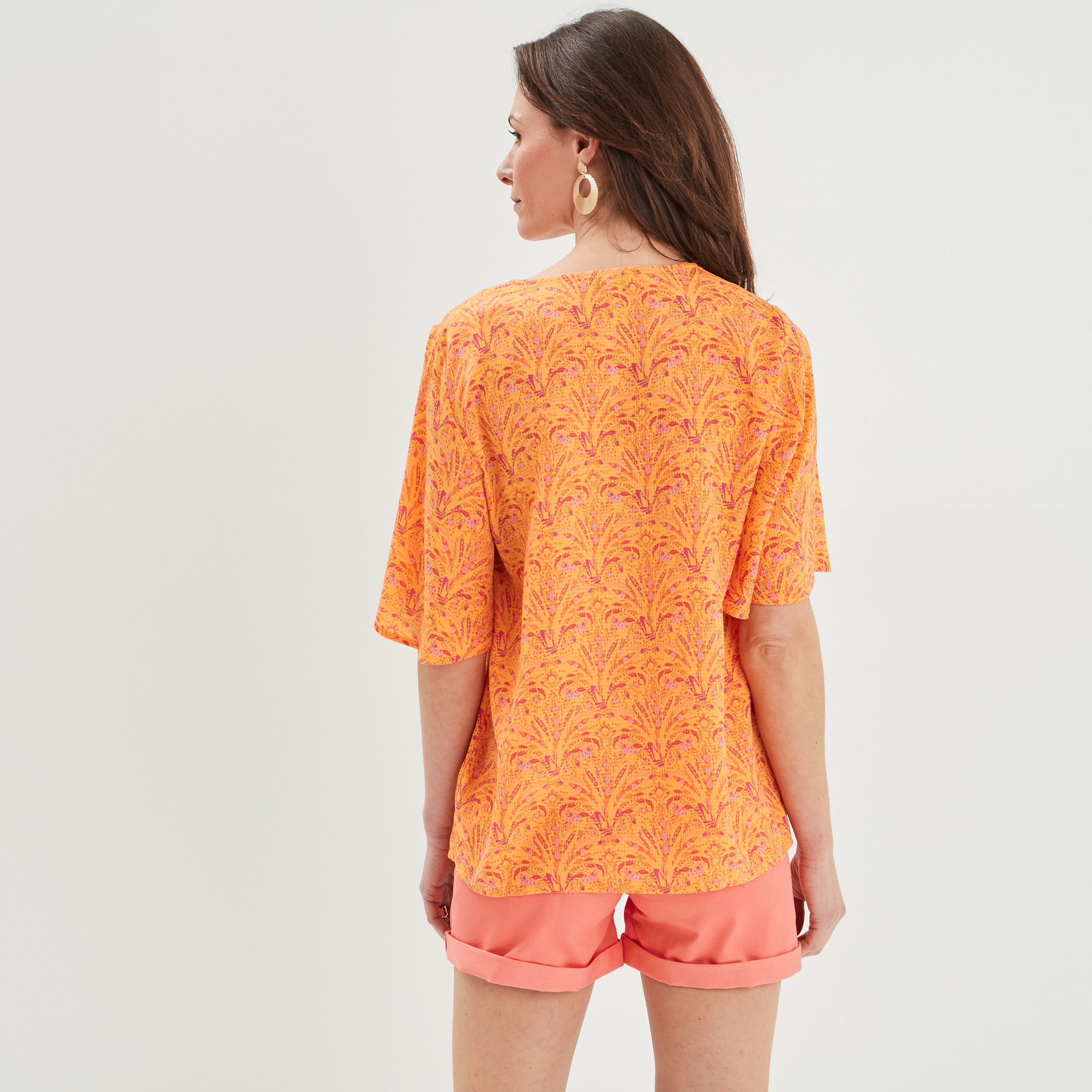 Blouse manches courtes papillons jaune femme | La Halle