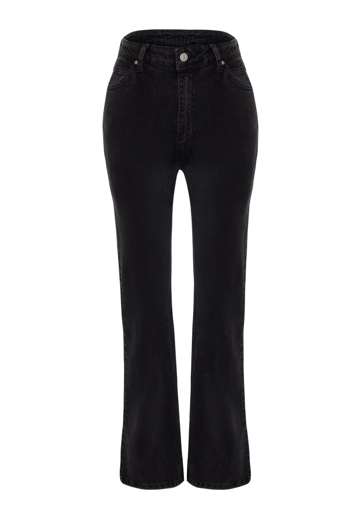 Trendyol Collection  Schwarze bequeme Jeans mit hoher Taille und weitem Bein TWOAW24JE00069