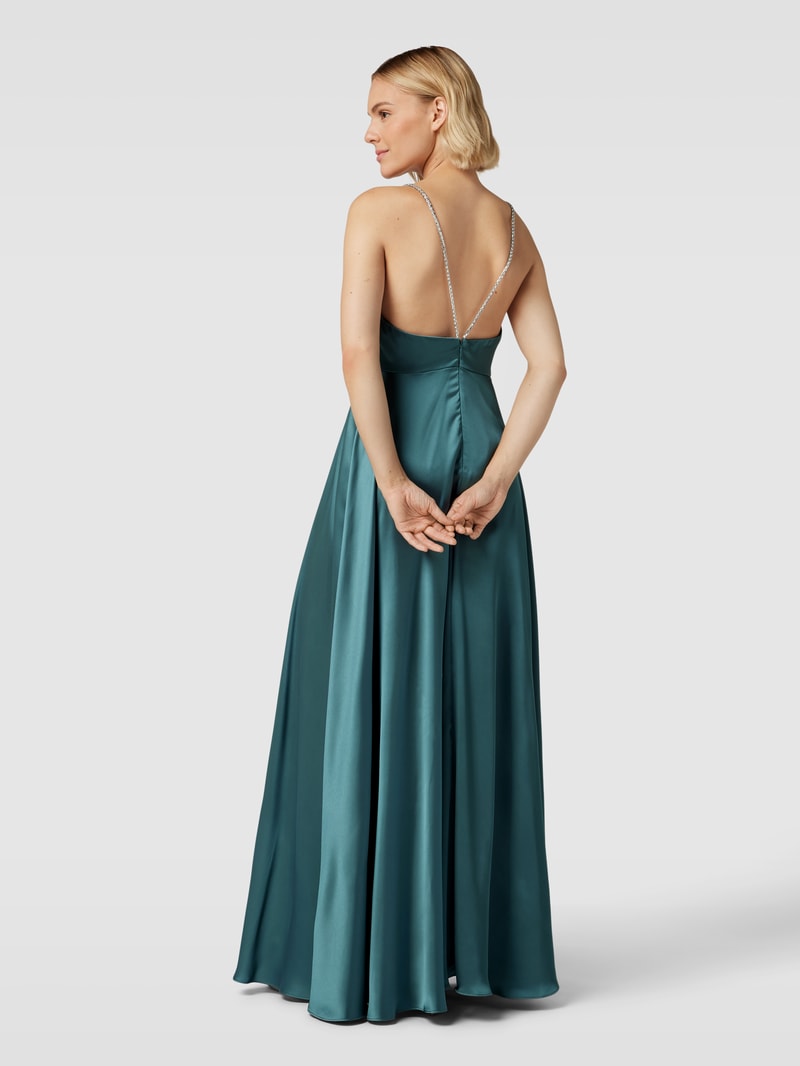 Abendkleid mit Wasserfall-Ausschnitt in schilf meliert
