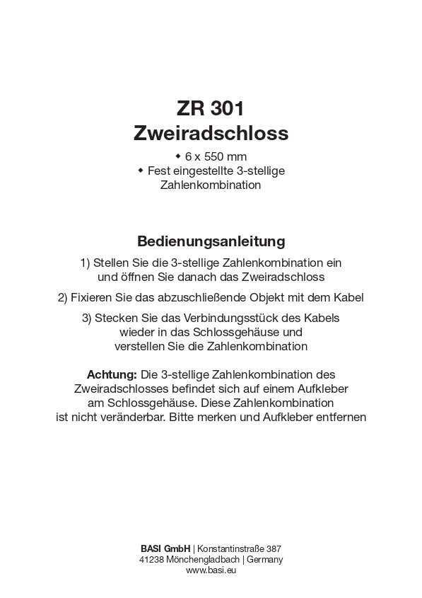 Basi Zweiradschloss ZR 301