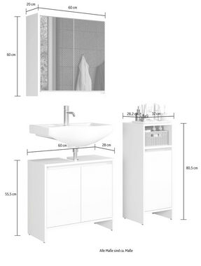 INOSIGN Badmöbel-Set Banta, (3-St), 3 Teile, Breite 107 cm, Tiefe 28 cm, grifflos, weiß, matt