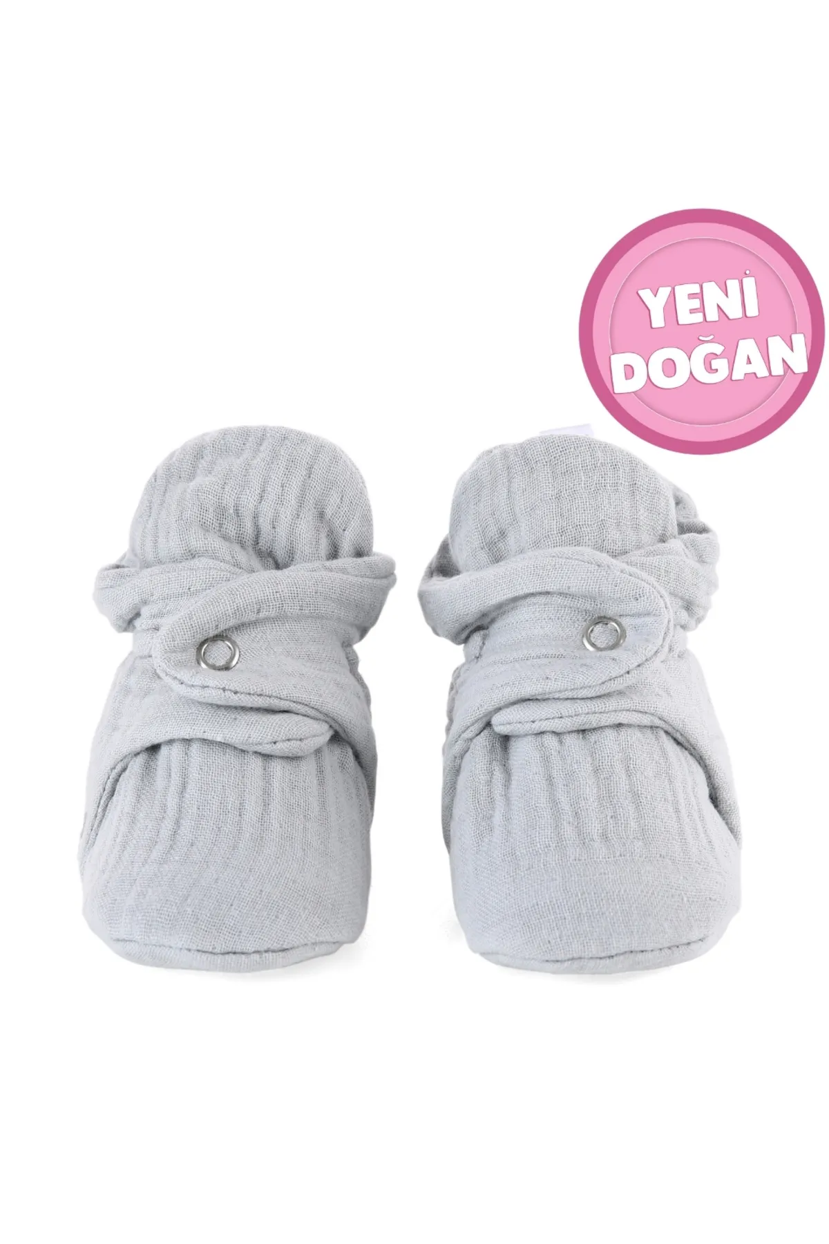 Ella Bonna  Babyschuhe aus Bio-Baumwoll-Musselin, Hausschuhe für Neugeborene, grau