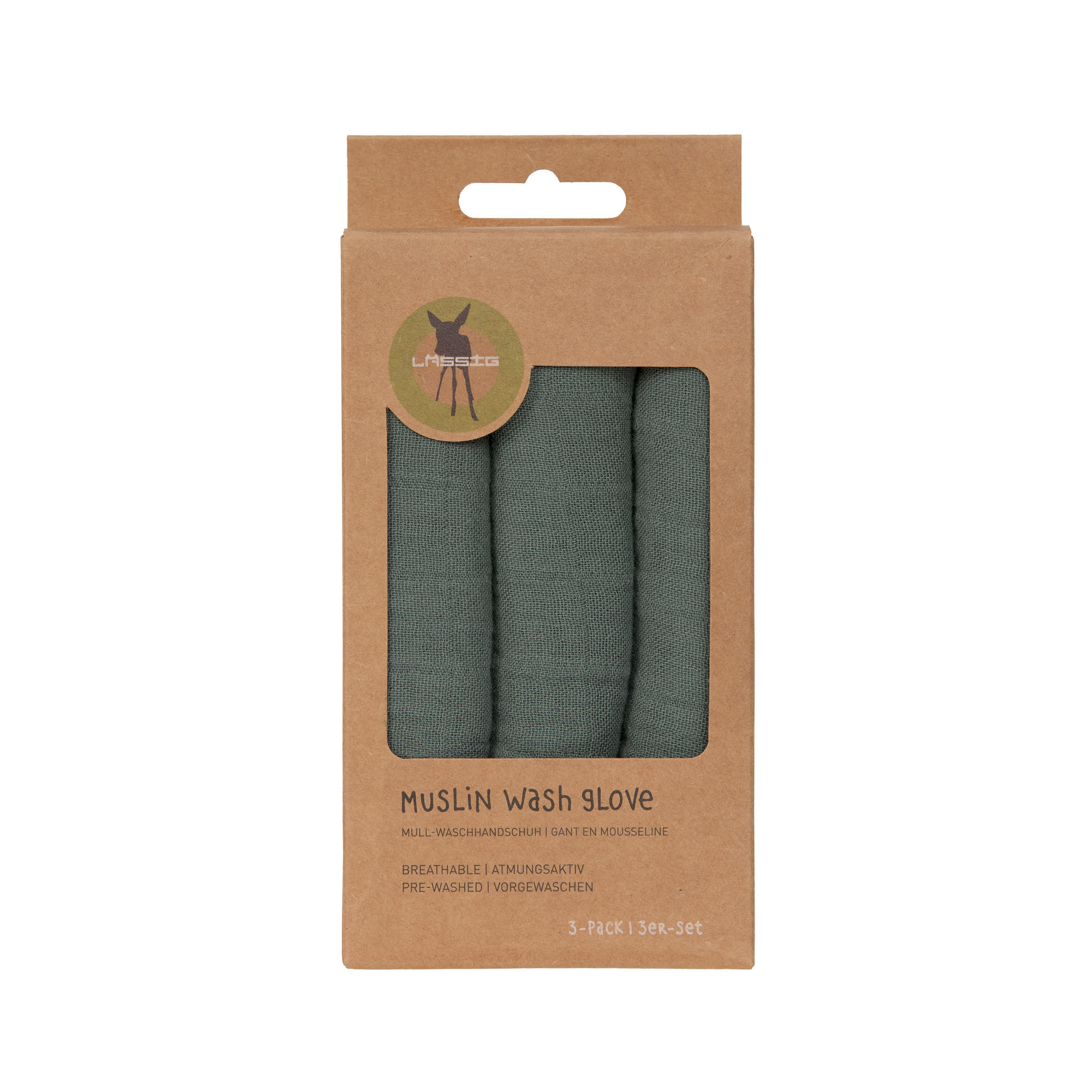 Mull Waschlappen Baby 3er Set, Petrolgrün