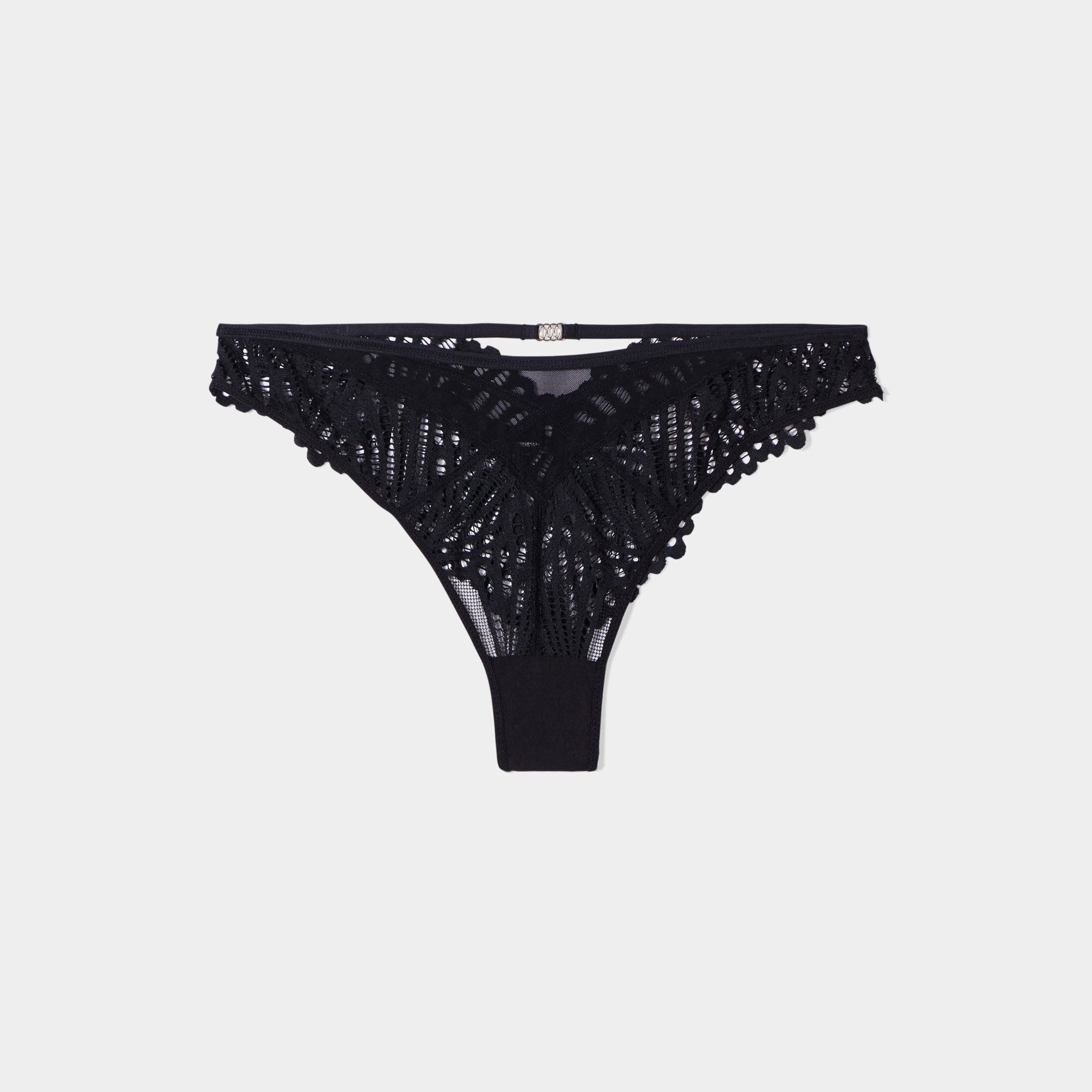 Tanga high leg en dentelle noir femme | La Halle