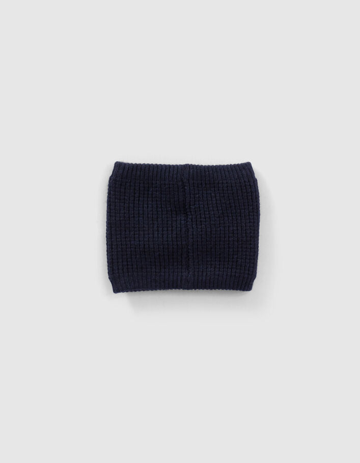Snood marine tricot badge bouclette garçon