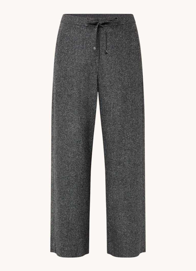 Pantaloni MaxMara Mina cu talie înaltă și croială largă, confecționați dintr-un amestec de mătase melanj.