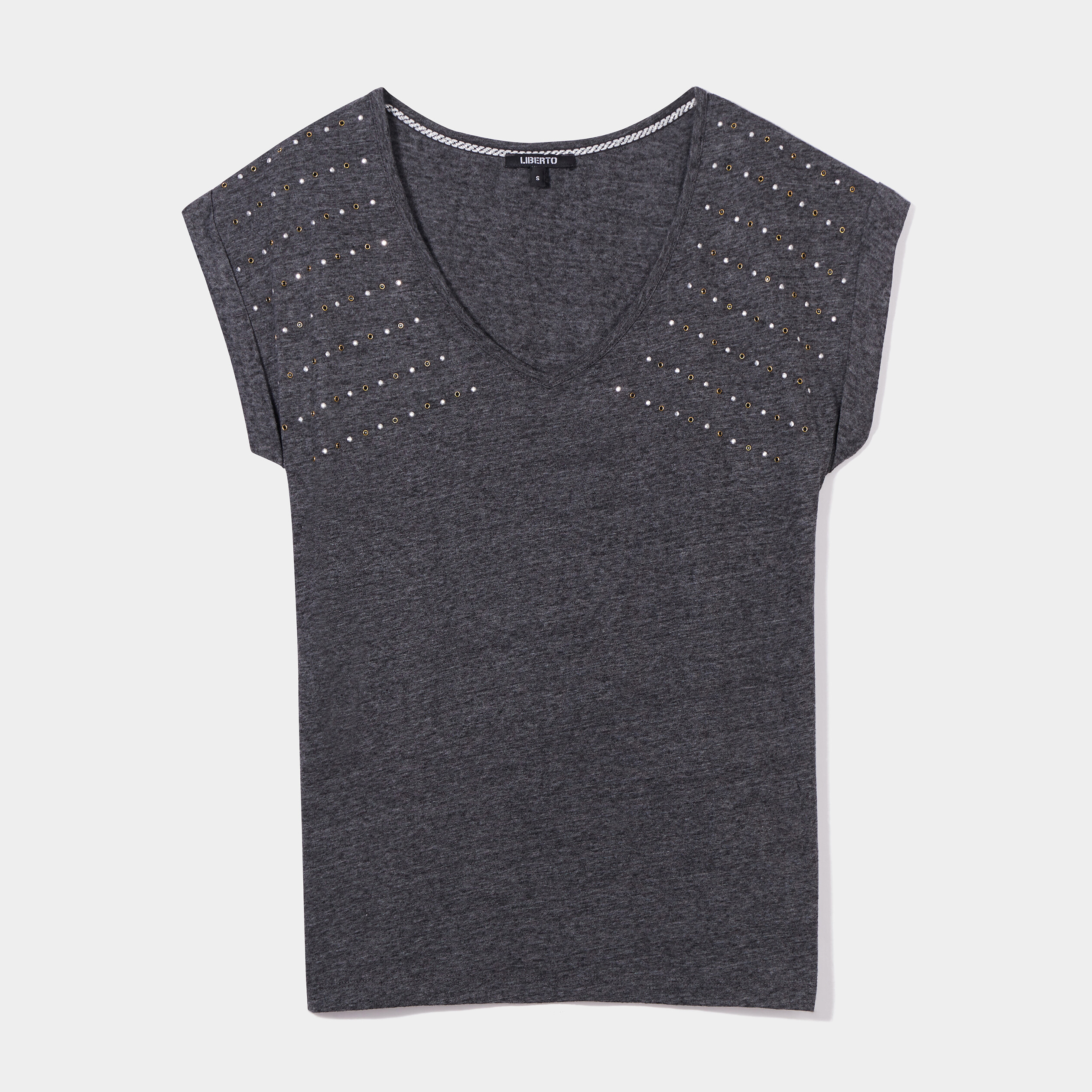 T-shirt avec clous oversize Liberto gris foncé femme | La Halle