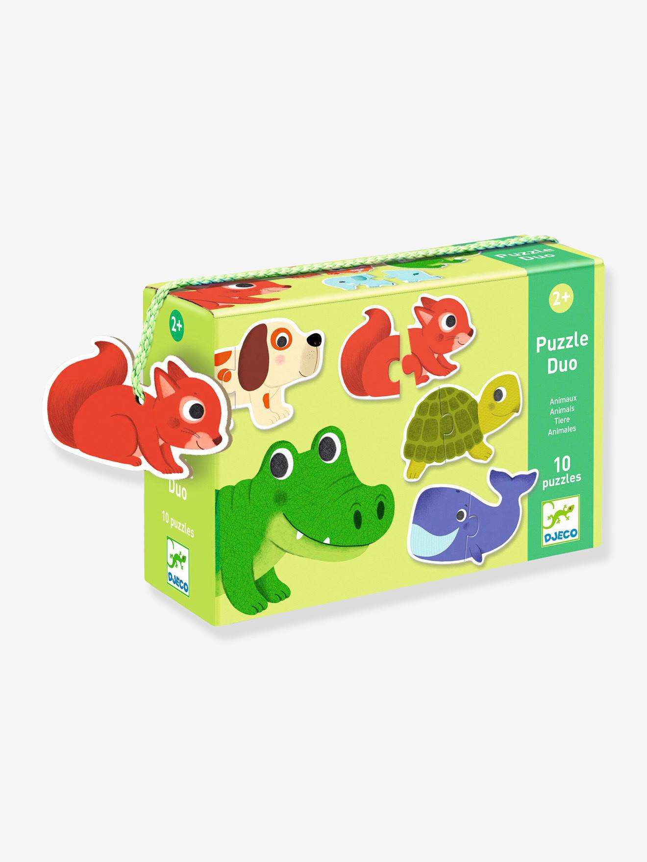 Djeco 10 Baby Tierpuzzles DJECO, 2-teilig - grün