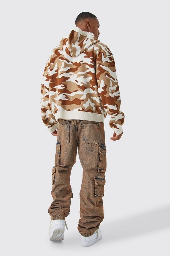 Oversize Camouflage Hoodie mit Reißverschluss