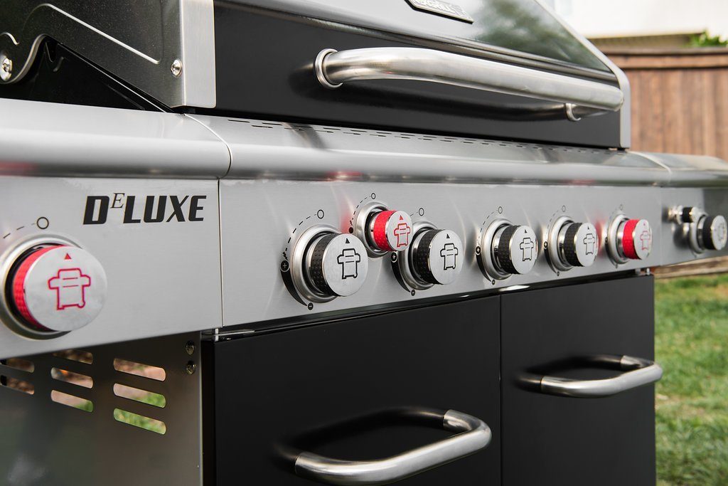 nexgrill Gasgrill 5B Deluxe 5+3 Brenner, Heckbrenner, Keramik-Seitenbrenner & Seitenkochfeld, 25KW, Aufbaumaß: 152x59x120 cm