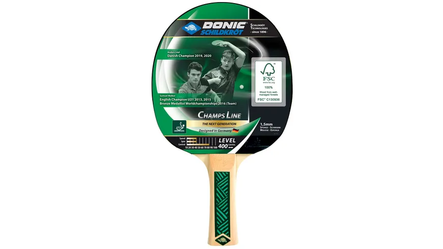 Donic-Schildkröt - Tischtennisschläger Champs Line 400, 1,5 mm Schwamm, Jade - ITTF Belag