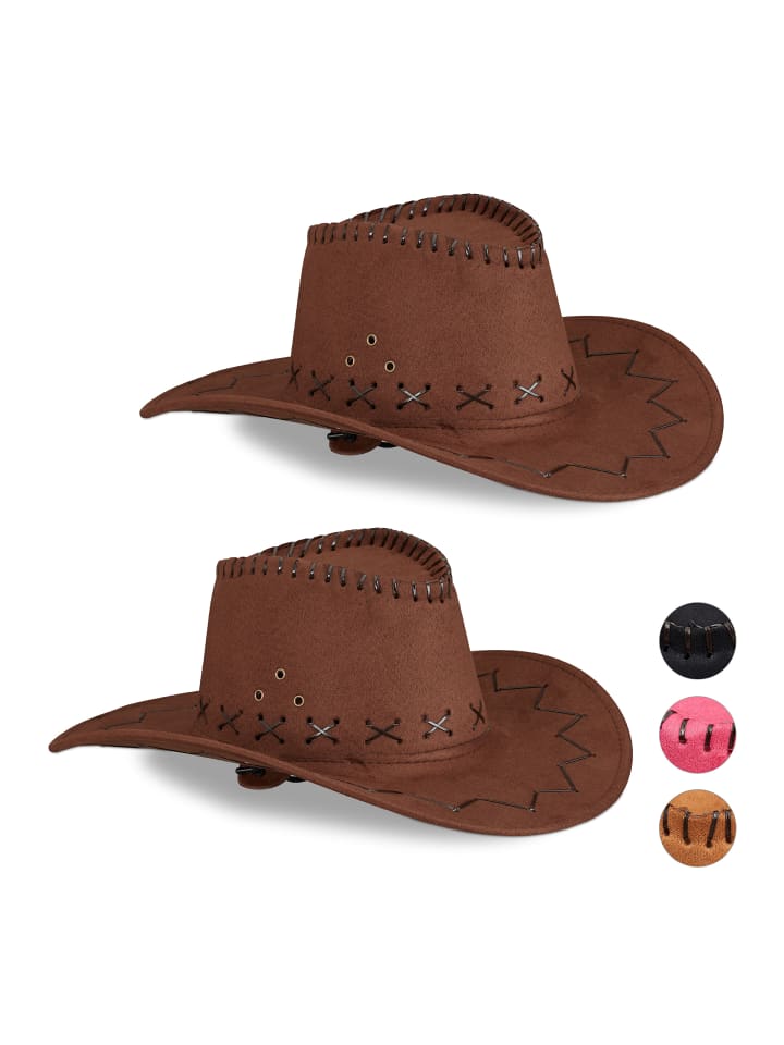 relaxdays 2x Cowboyhut in Dunkelbraun günstig kaufen onesize