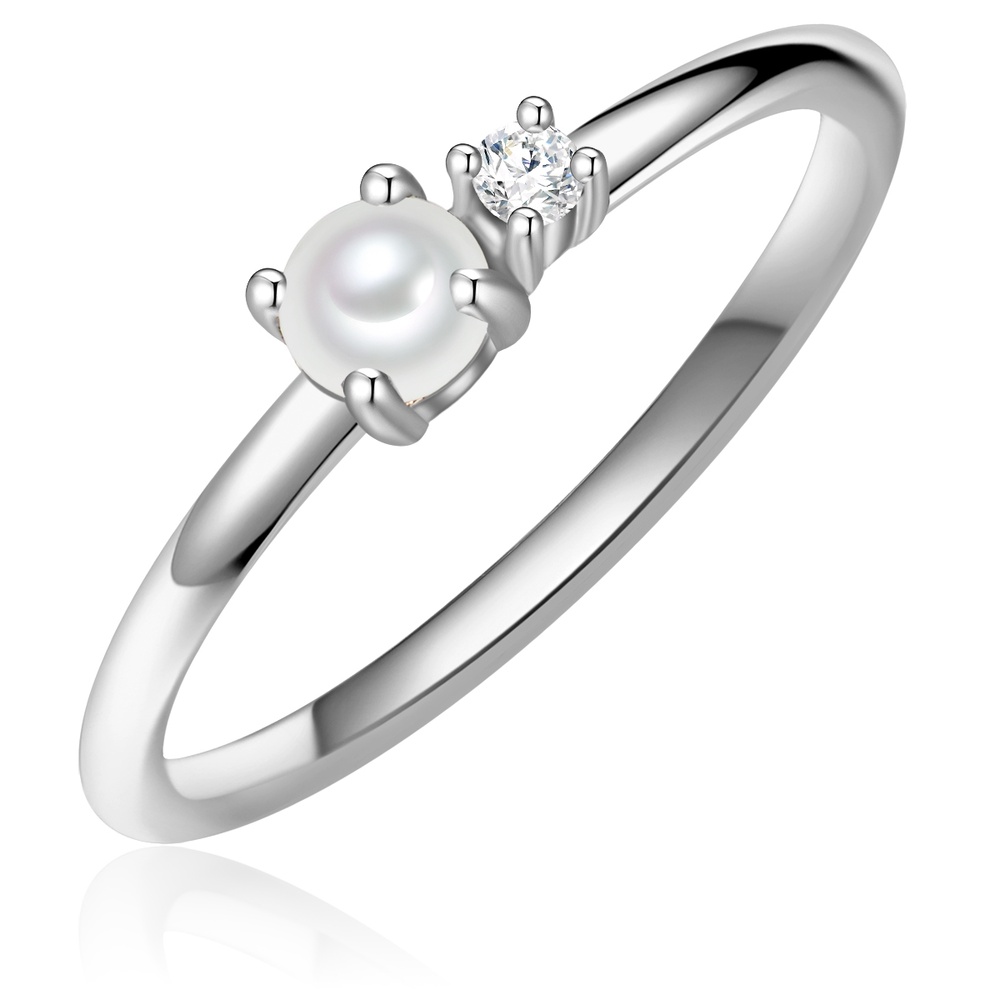 Glanzstücke München Bague en argent Argent sterling Oxyde de zirconium (CZ) Perle de culture d'eau do Bague