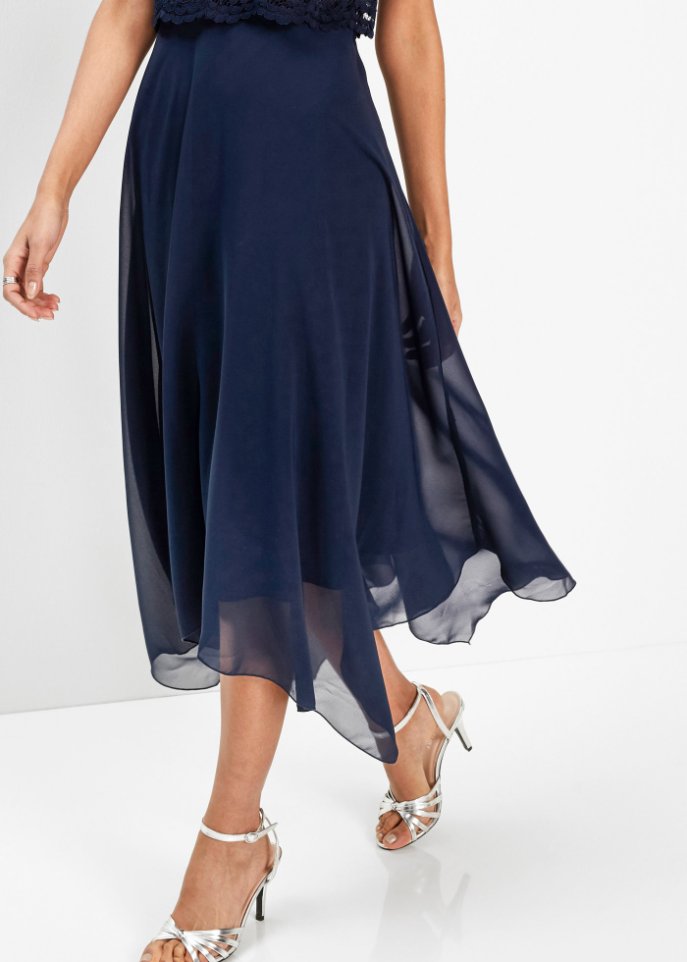 Premium Chiffonkleid mit Spitze