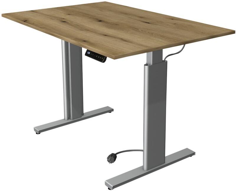 Kerkmann Move 3 Rechteckig Elektrisch Höhenverstellbar Sitz-Stehschreibtisch Eiche Silber 1.200 x 800 x 1.200 mm