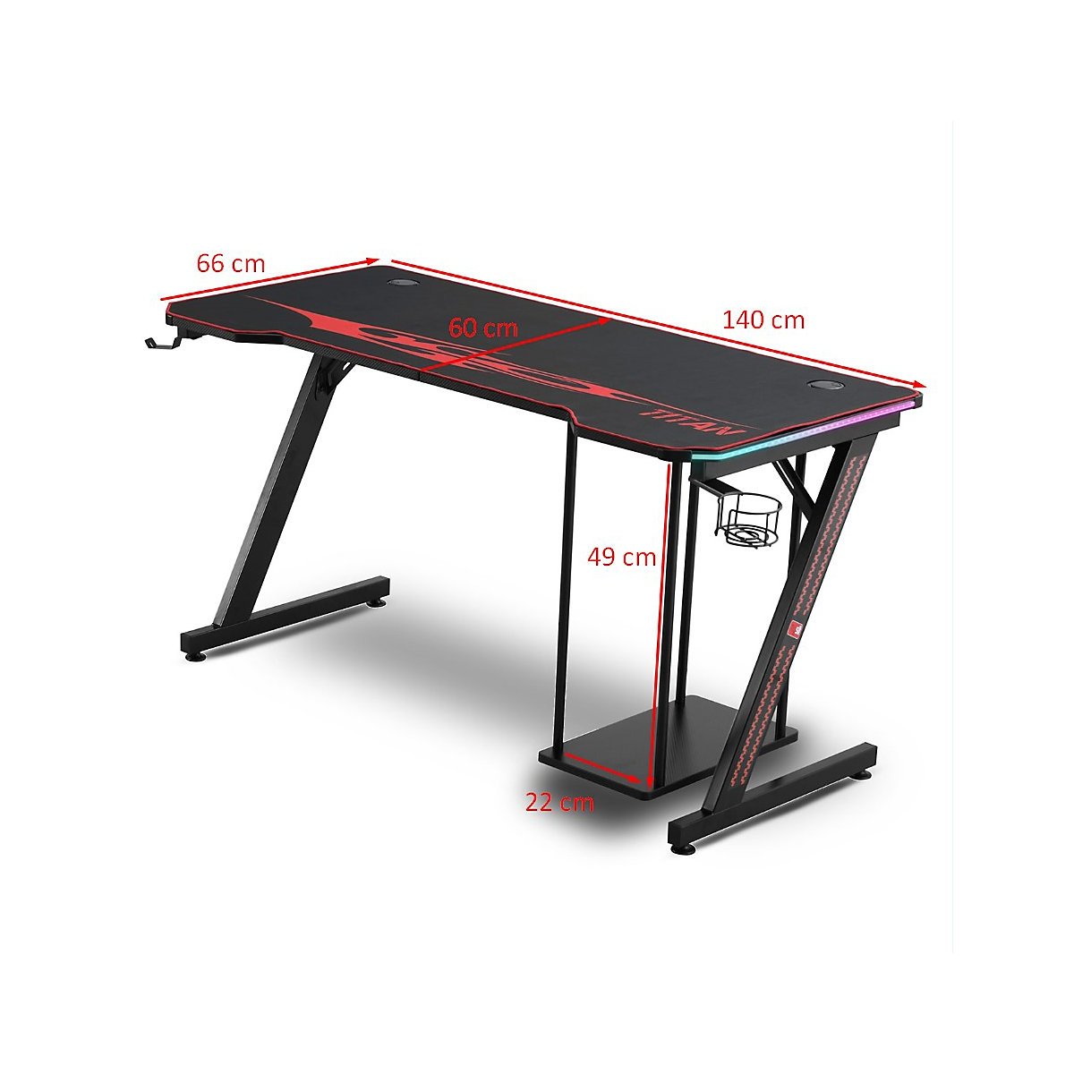 Gaming Tisch TITAN LED Beleuchtung
