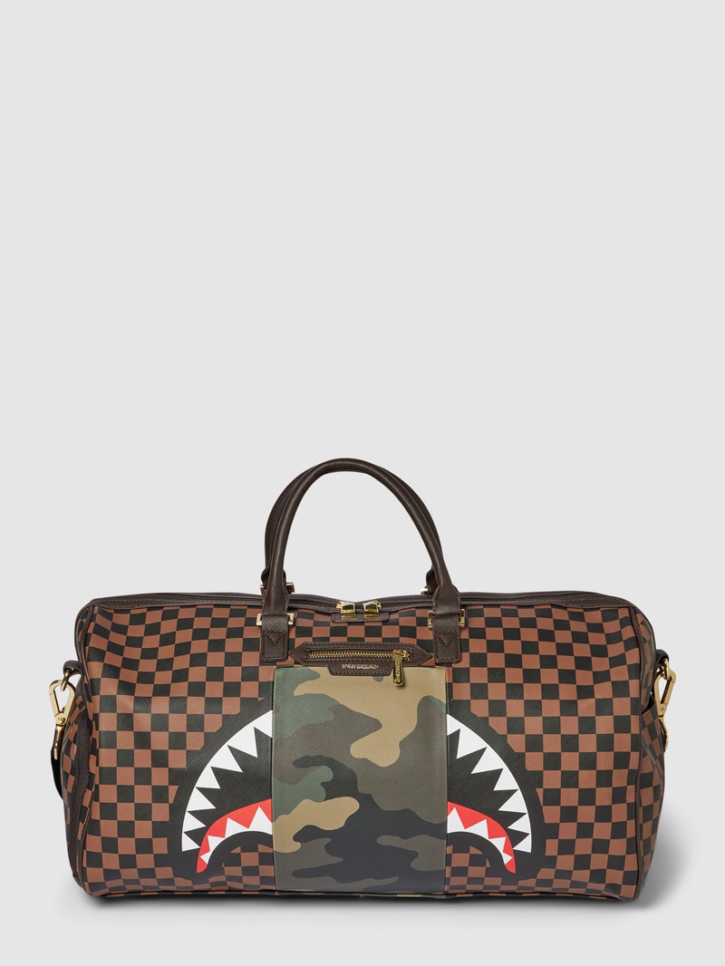 Duffle Bag mit Allover-Muster Modell 'SIP WITH CAMO ACCENT' in mittelbraun
