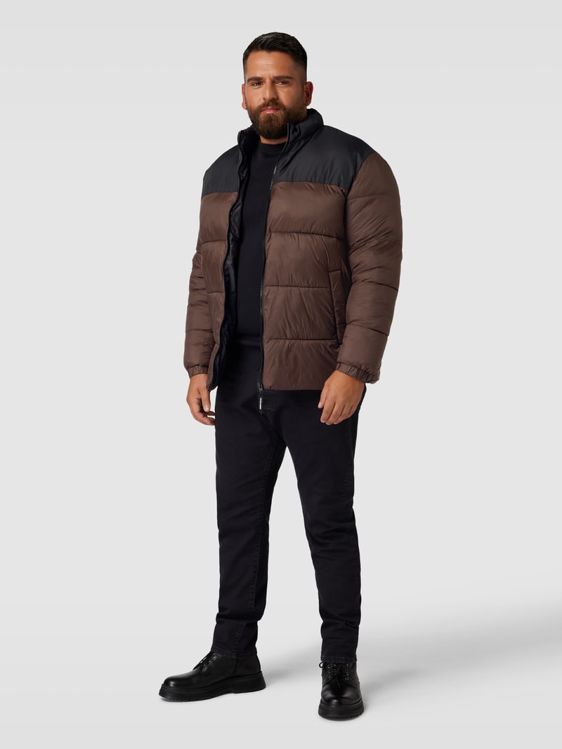 PLUS SIZE Steppjacke im Two-Tone-Design Modell 'TOBY' in dunkelbraun