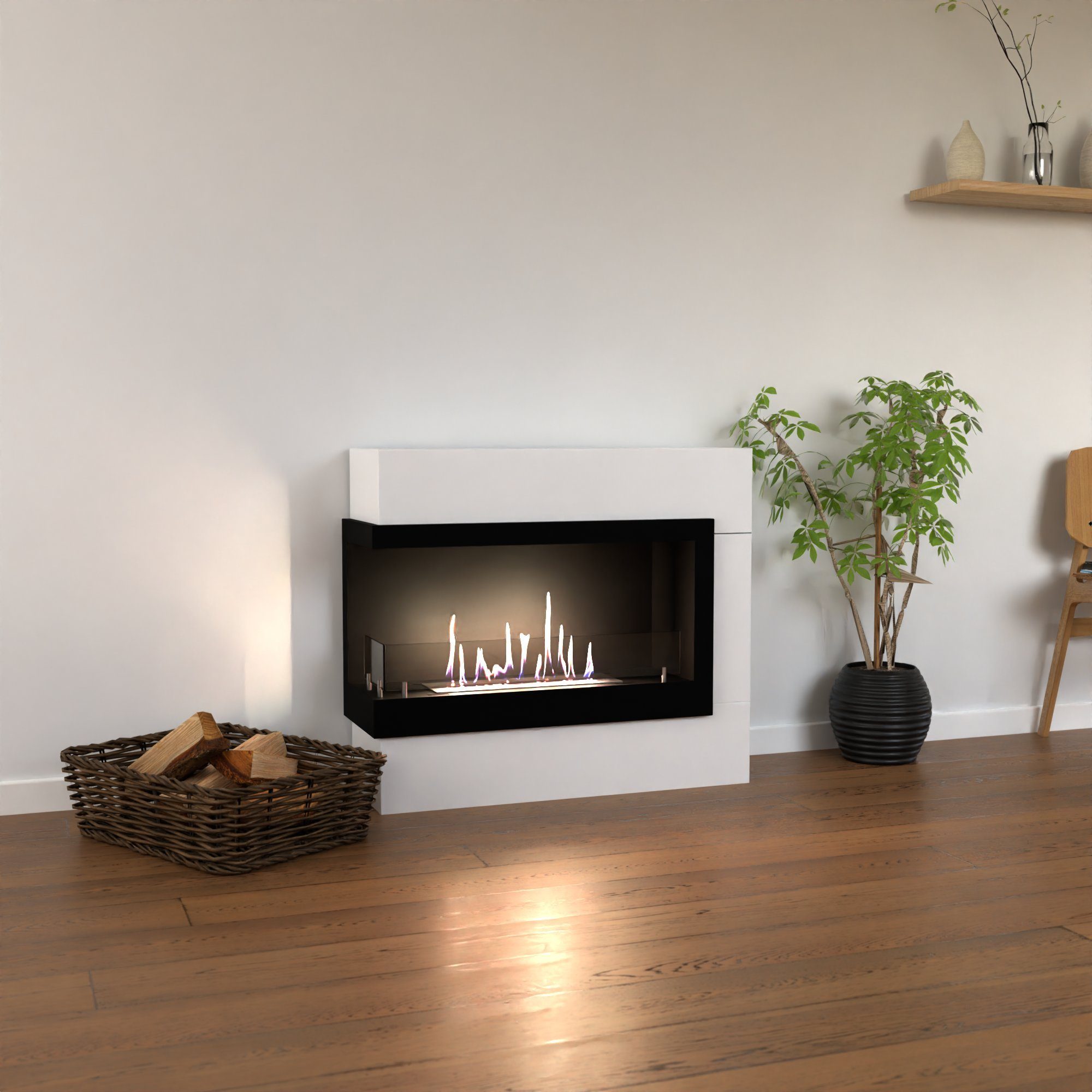 GLOW FIRE Echtfeuer-Dekokamin Halden Mini links Ethanol Kamin, Bioethanol Kamin mit 3h Brenndauer, Heizleistung 2 kw, TÜV zertifiziert