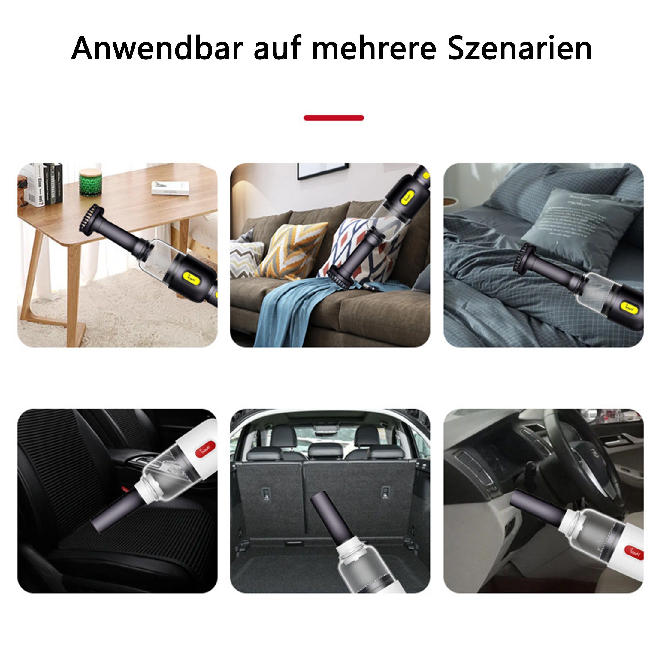 KINSI Nass-Trocken-Sauger Kabellose Staubsauger,Besenstiel,stumm,Flache Düse,Weiß/Schwarz, Saugen und Wischen in einem,Hohe Saugleistung