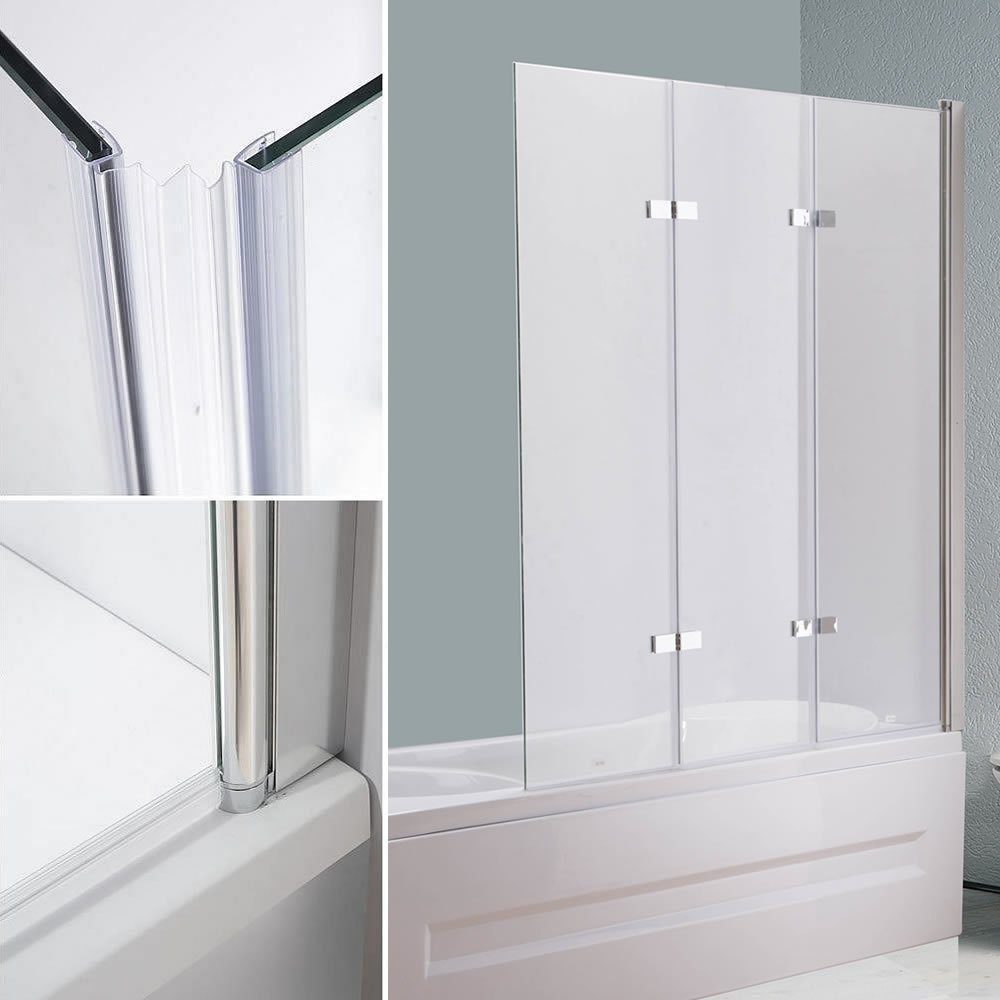 Melko Badewannenaufsatz Badewannenaufsatz Badewannenfaltwand Duschabtrennung 140x130CM Glas Badewannen Faltwand Dusche Badewannen Trennwand Badewannenfaltwand, (Stück), Sicherheitsglas