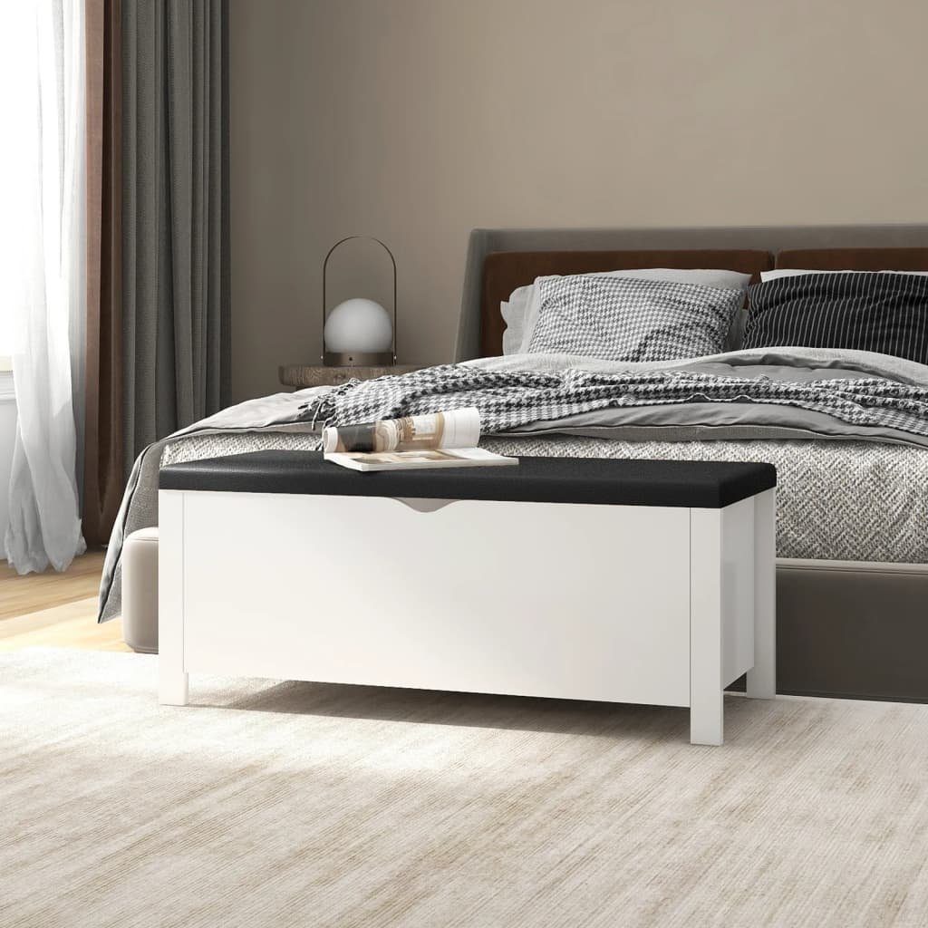 vidaXL Aufbewahrungsbox Sitzbank mit Stauraum und Kissen Weiß 105x40x45cm Holzwerkstoff (1 St)