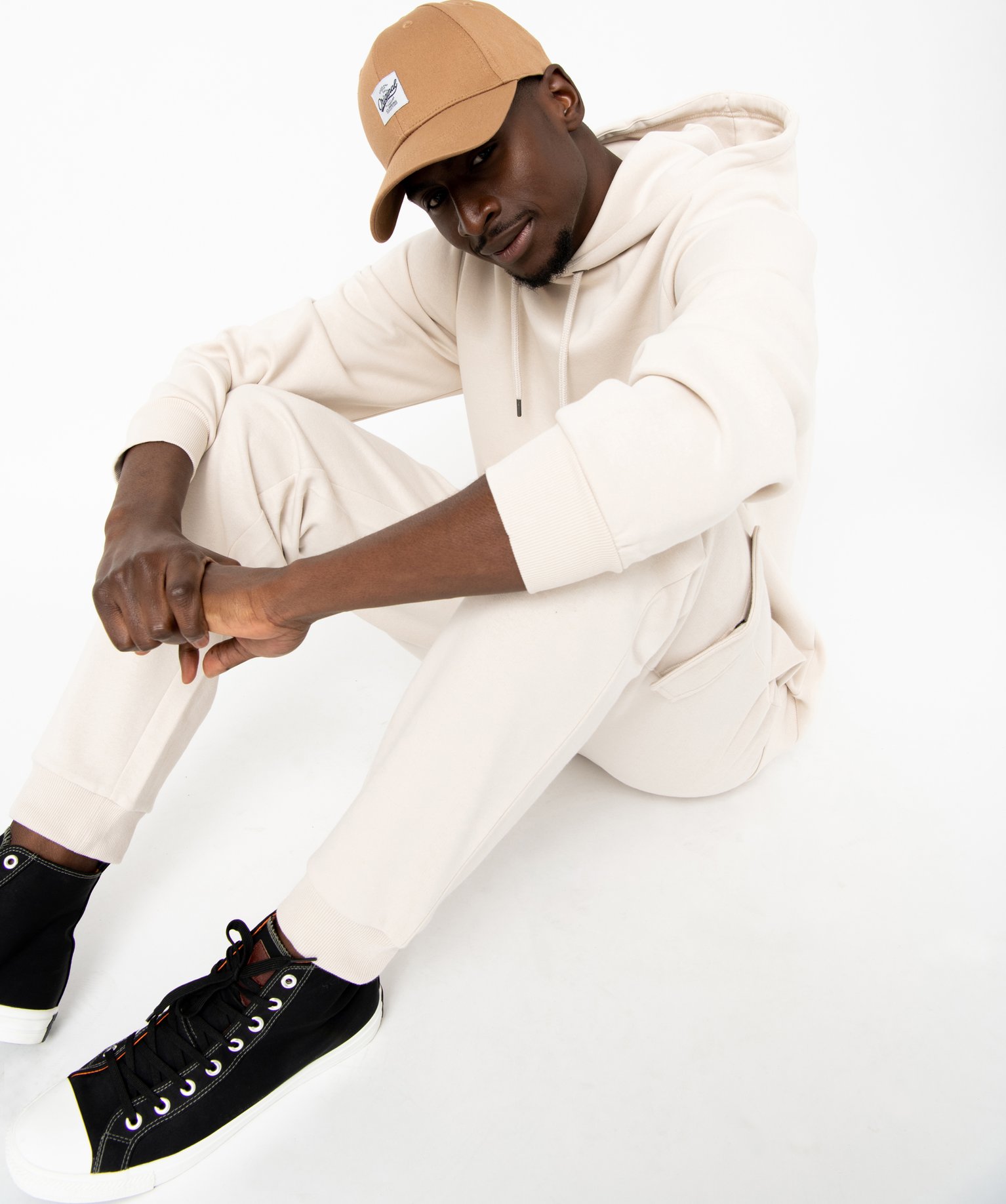 Sweat homme à capuche intérieur molletonné ecru | GEMO