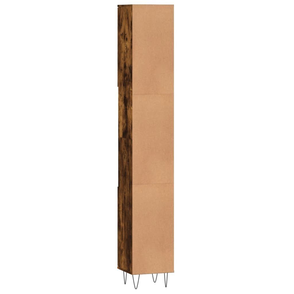 vidaXL Badezimmerspiegelschrank Badschrank Räuchereiche 30x30x190 cm Holzwerkstoff (1-St)