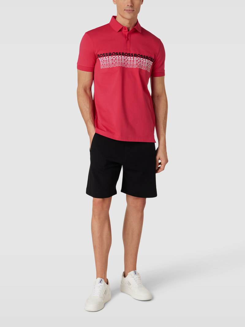 Poloshirt mit Label-Stitching Modell 'Pavel' in pink
