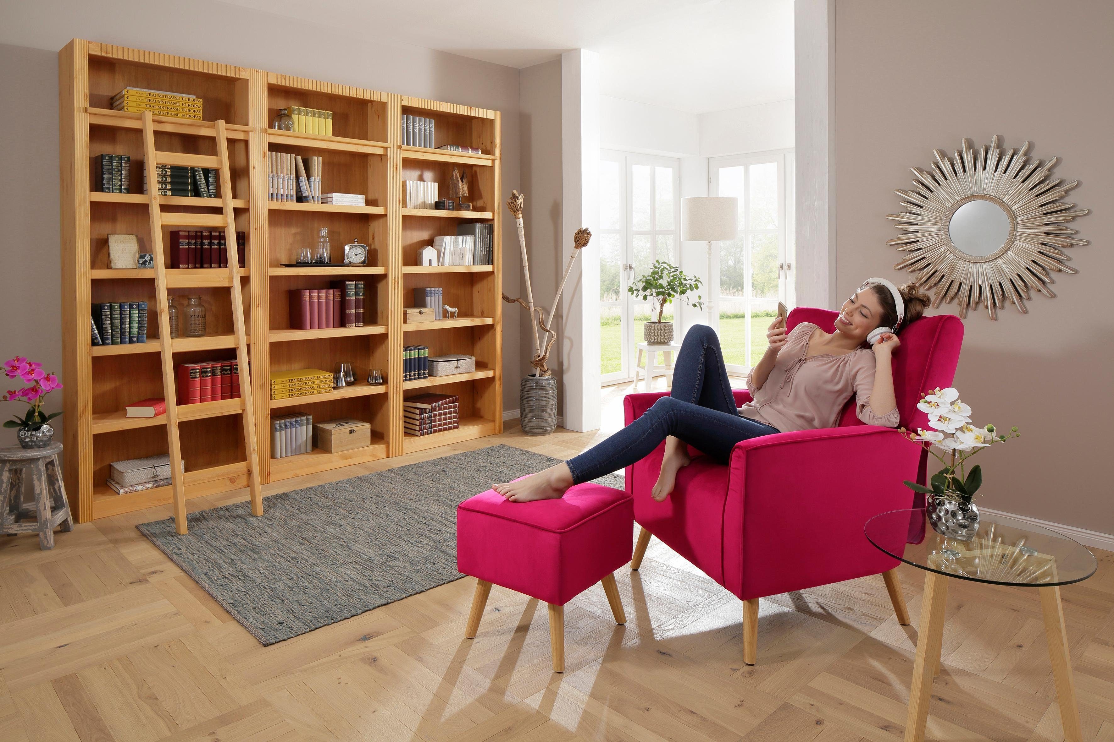 Home affaire Bücherwand Bergen, aus schönem massivem Kiefernholz, 3 tlg.