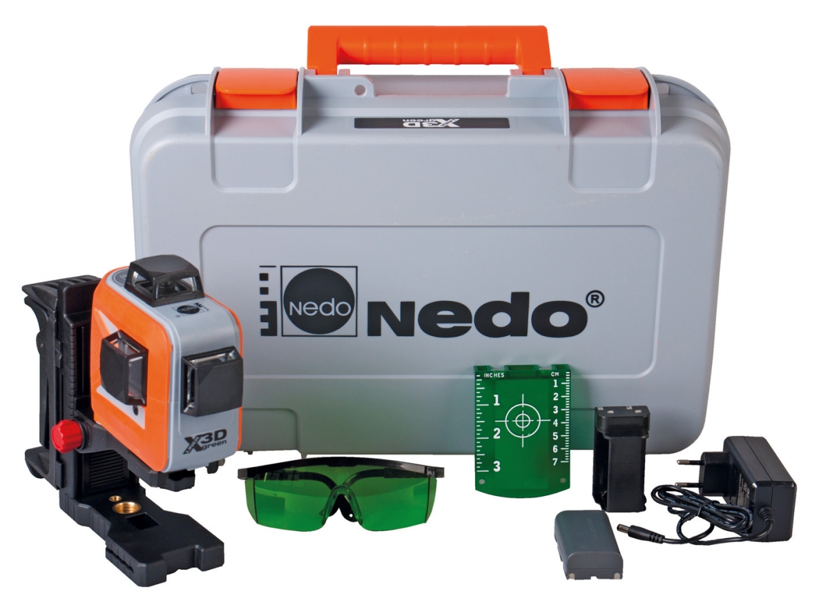 Laser cu linii în cruce 3D Nedo 460876 X-Liner verde