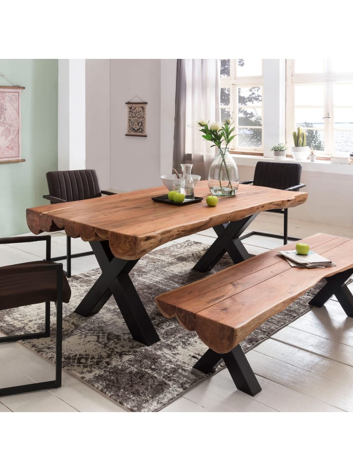 KADIMA DESIGN Esszimmertisch 200 x 100 x 77 cm Landhaus-Stil Voll-Holz, günstig kaufen onesize