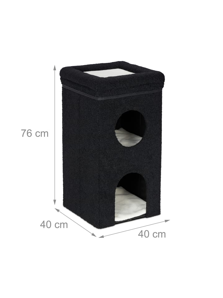 relaxdays Katzenhöhle in Schwarz - (B)40 x (H)76 x (T)40 cm günstig kaufen onesize