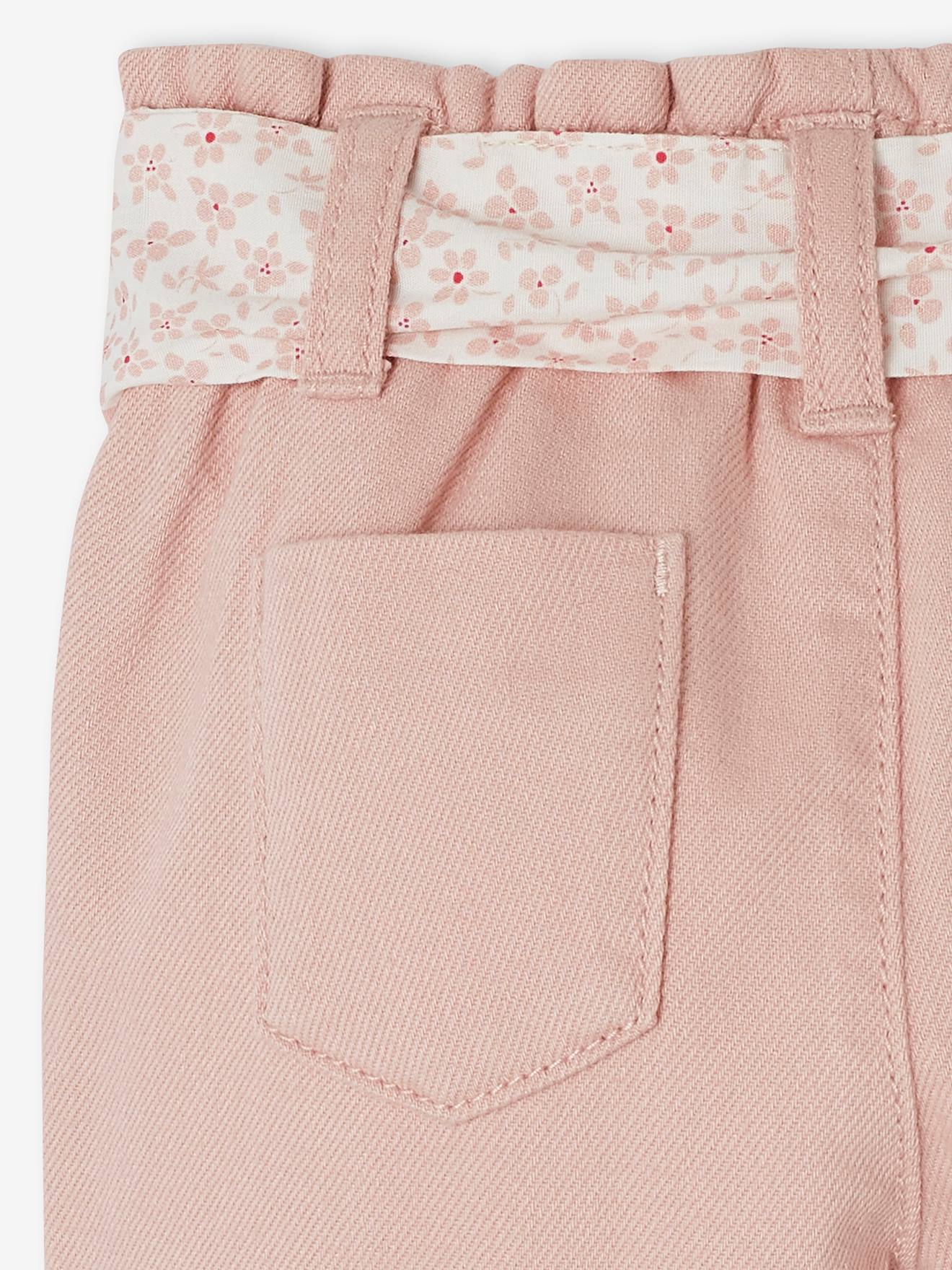 Vertbaudet Baby Paperbag-Hose mit Gürtel - wollweiß