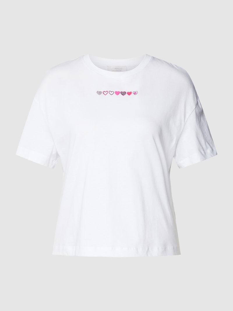 T-Shirt mit Ziersteinbesatz in offwhite
