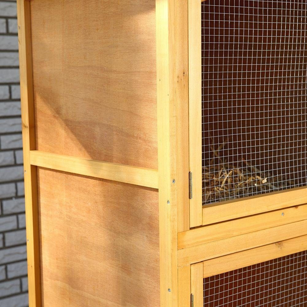 Melko Kleintierstall Kaninchenstall Hasenstall Freigehege mit 6 Boxen aus Holz in Braun Hasenkäfig Kleintierstall, Geeignet für Meerschweinchen, Chinchillas, Kaninchen und andere Kleintiere