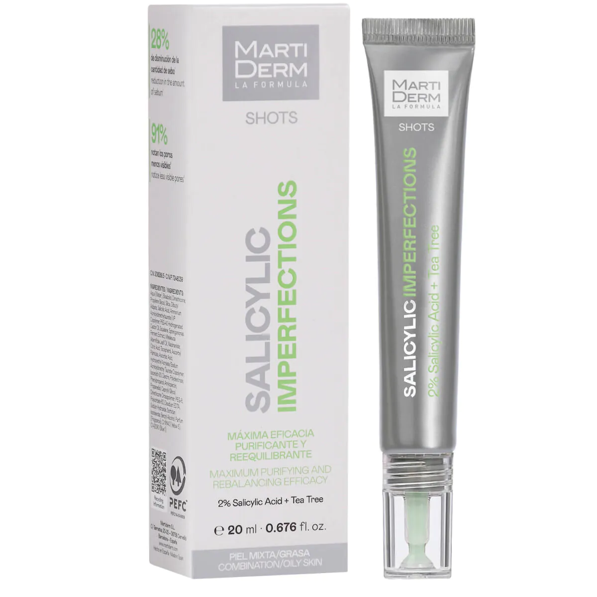 Martiderm Shots salicilni koncentrirani serum za čišćenje lica protiv nepravilnosti 20 ml