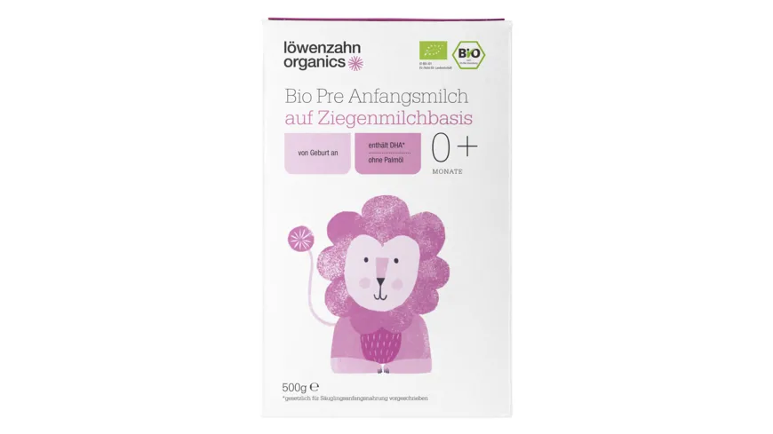 löwenzahn organics Bio Pre Anfangsmilch auf Ziegenmilchbasis 500 g