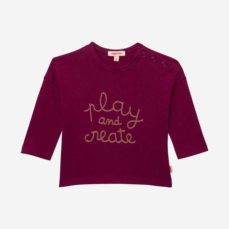 T-shirt bébé violet à message en coton recyclé Catimini