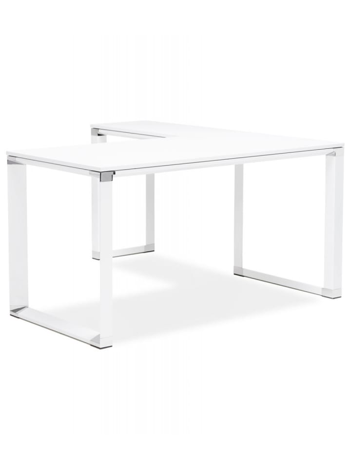 KADIMA DESIGN Eckschreibtisch Holz Metall | Computer Arbeitsplatz weiß in Weiß günstig kaufen