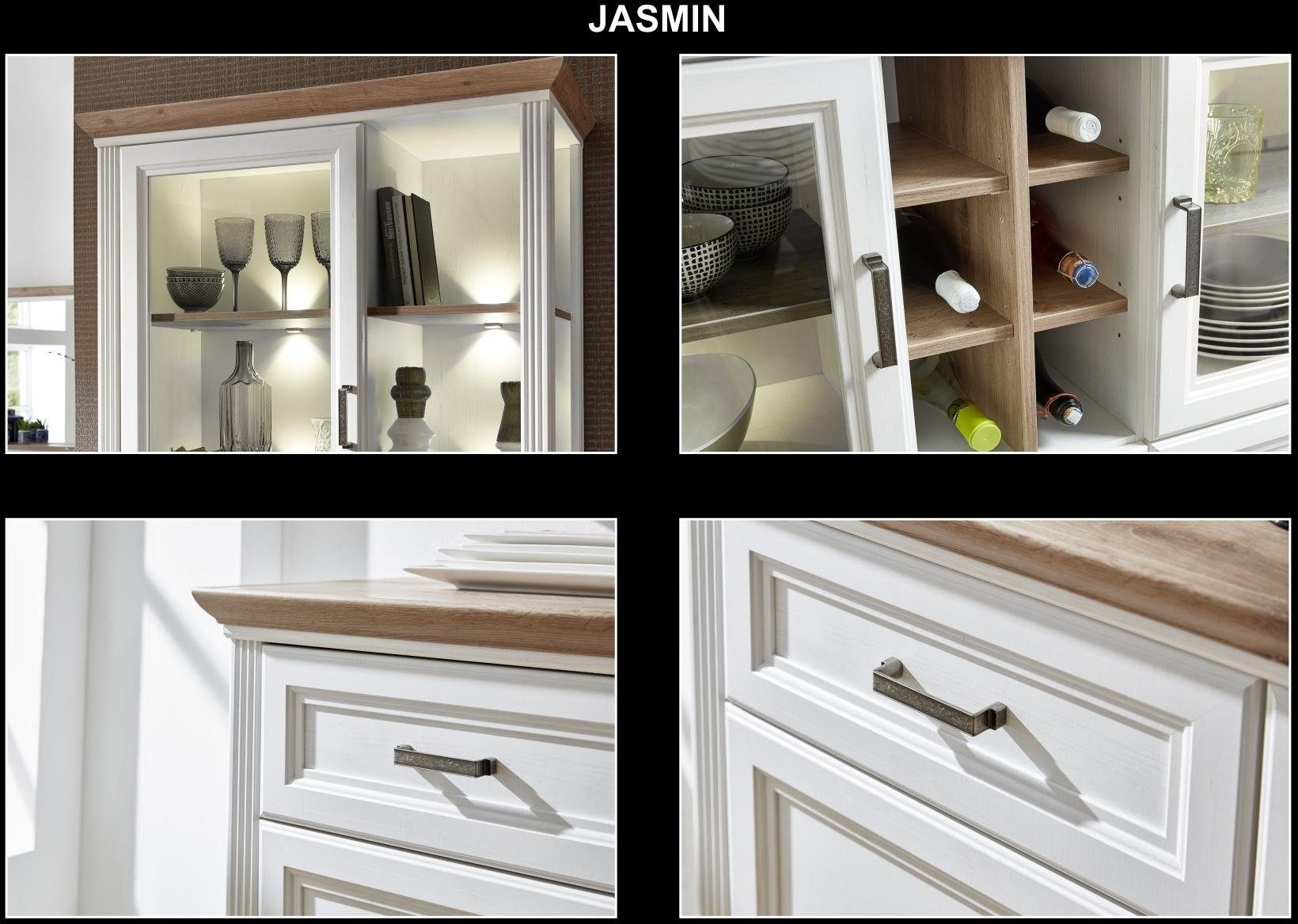 Innostyle Küchenbuffet Buffet Geschirrschrank JASMIN Pinie weiß Nachbildung