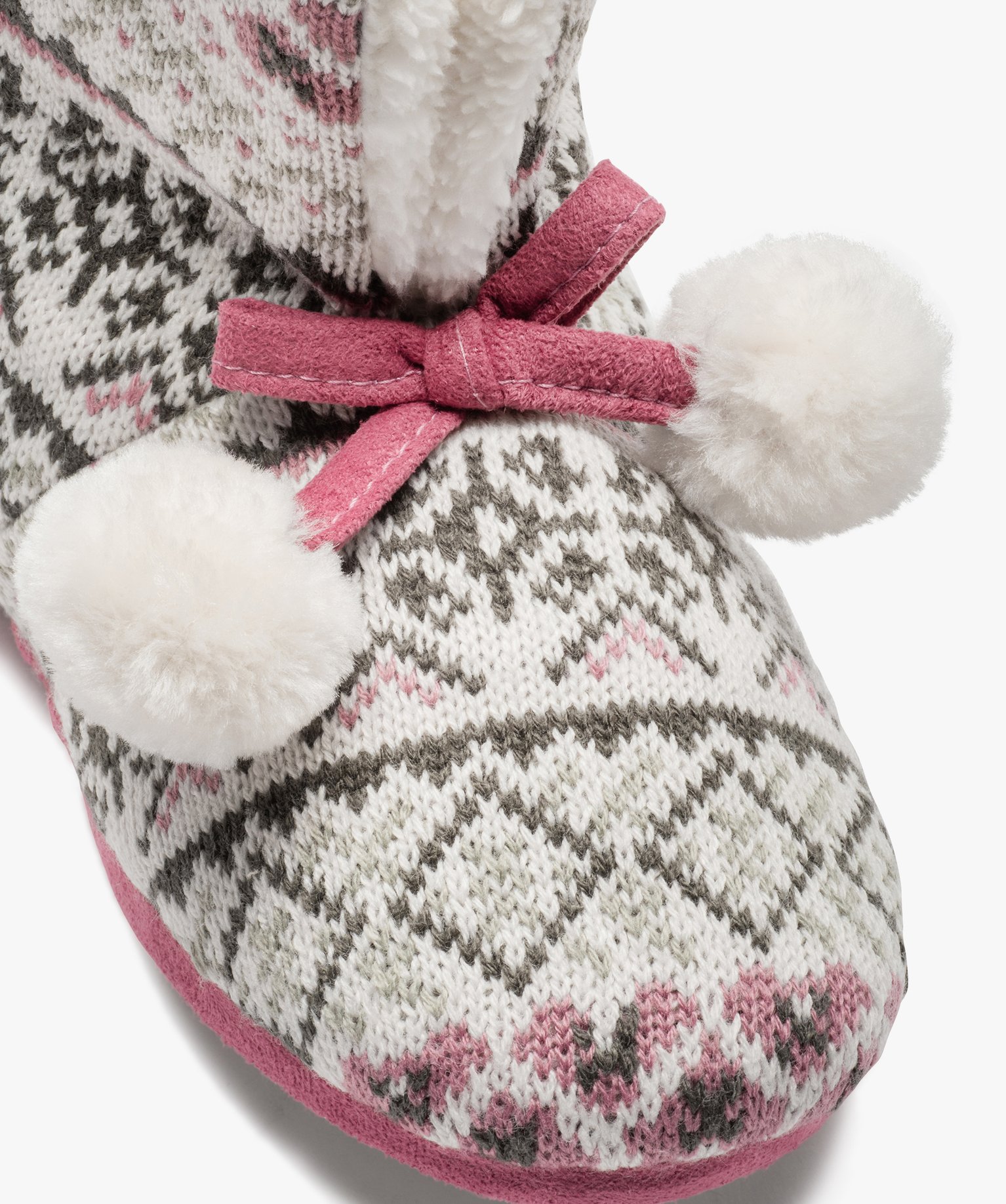 Chaussons femme boots en maille jacquard multicolore multicolore | GEMO