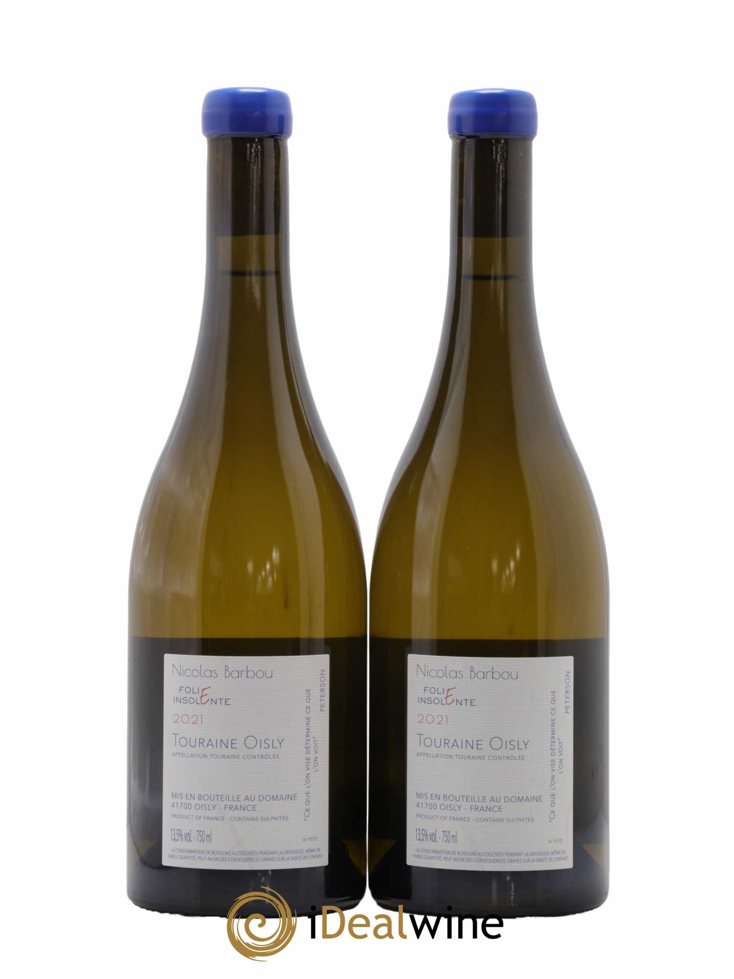 Touraine-Oisly Folie Insolente Nicolas Barbou  2021 - Lot de 2 Bouteilles
