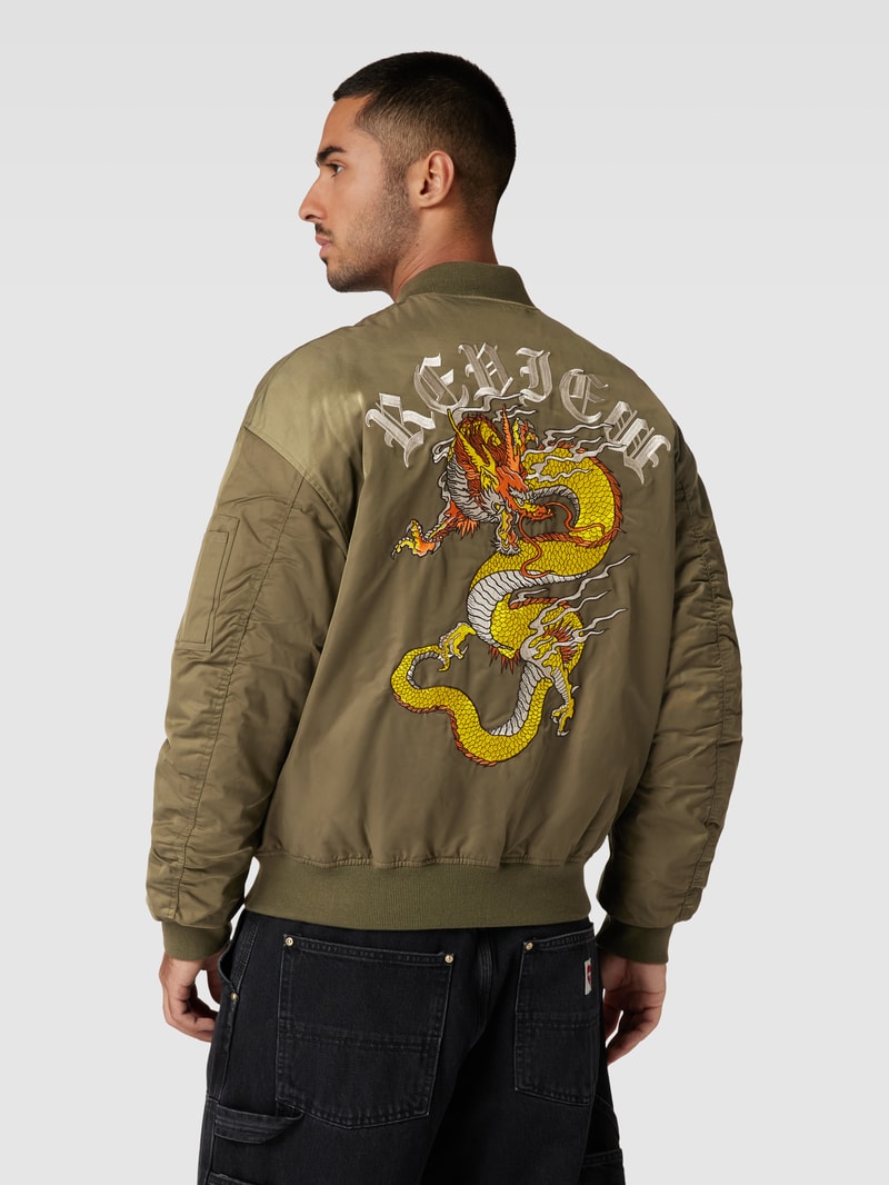 Bomberjacke mit Stehkragen in khaki