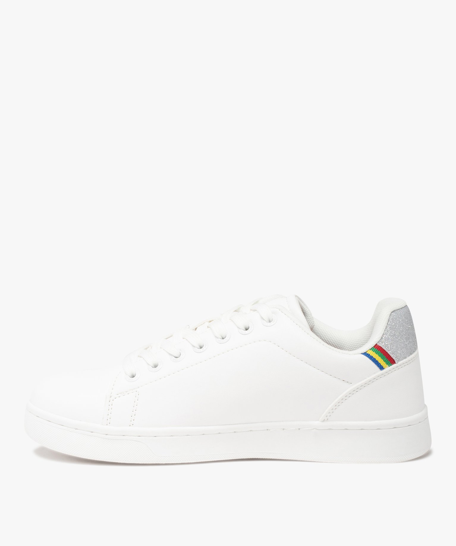 Baskets femme unies à détails pailletés – Benetton blanc | GEMO